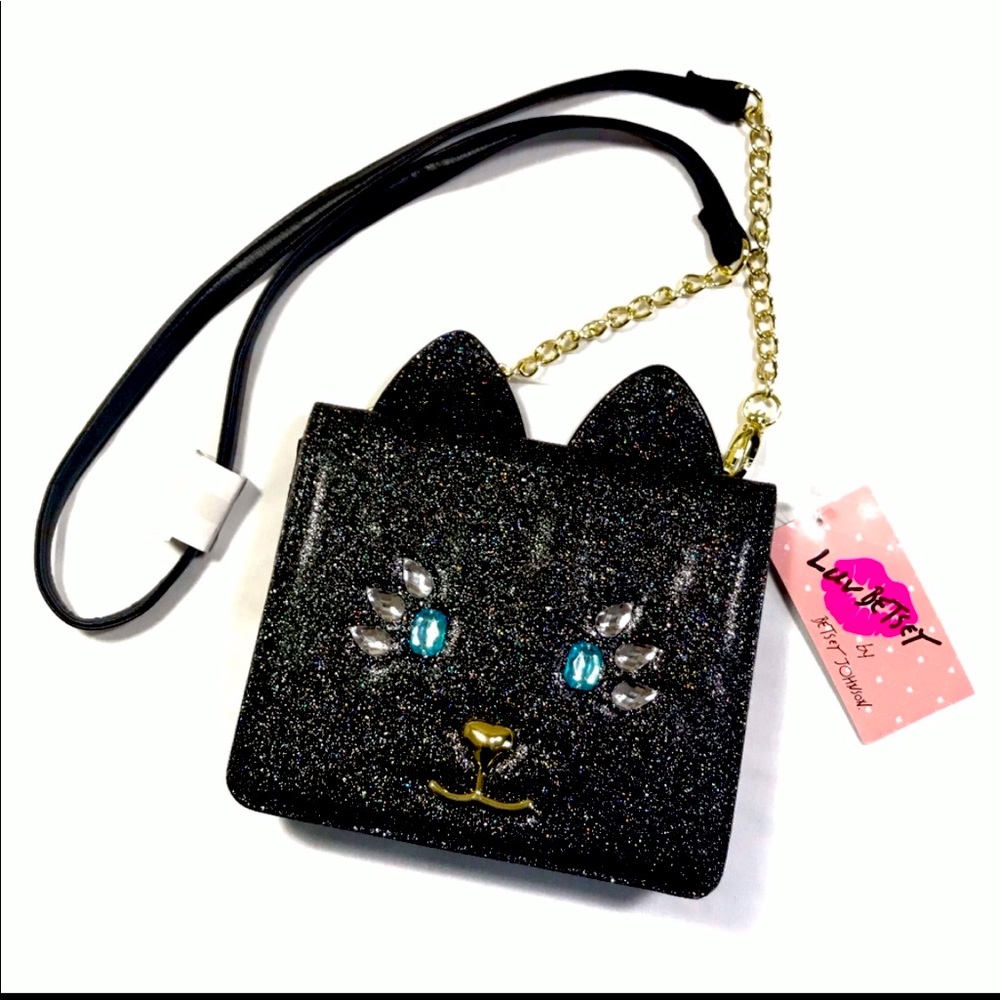 NEW Betsey Johnson Jeweled Cat Crossbody